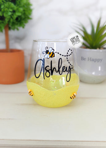 Honey Bee Bumblebee Wine Glass