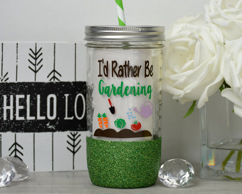 I'd Rather Be Gardening Tumbler (Glass Tumbler) - love-in-the-city-shop