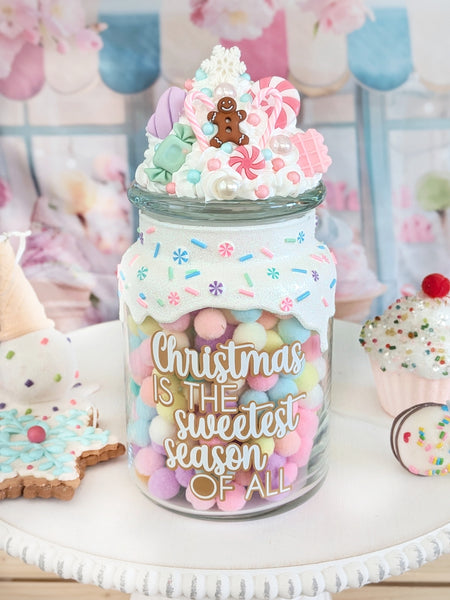 Pastel Christmas Candy Jar with Candy Canes