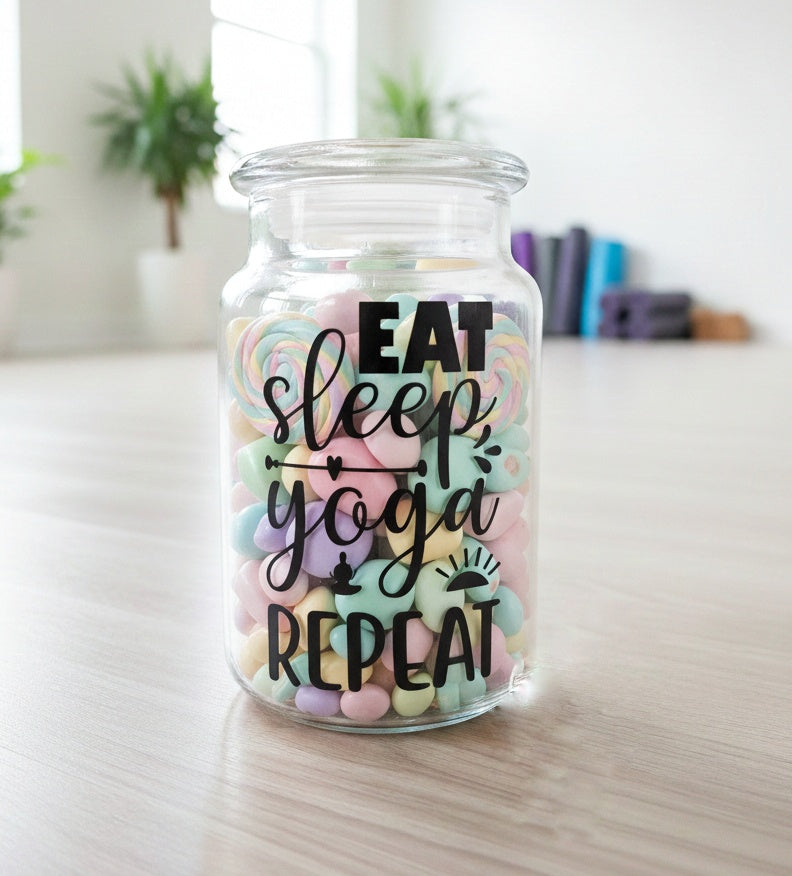 Eat, Sleep, Yoga Repeat Candy Jar