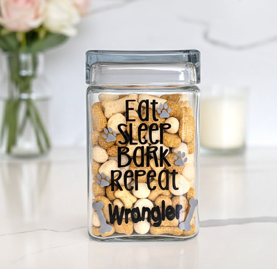 Personalized Dog Treat Jar with Airtight Lid