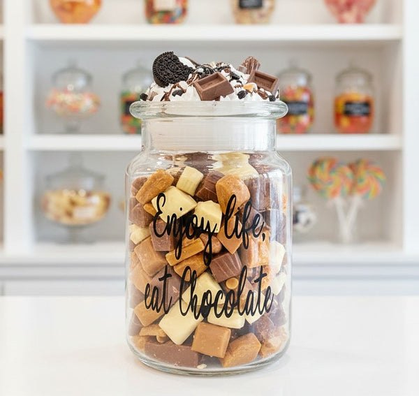 Chocolate Lover Candy Jar - Enjoy Life, Eat Chocolate