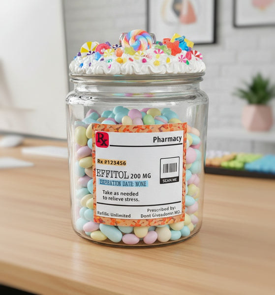 Funny RX Prescription Label Candy Jar for Office