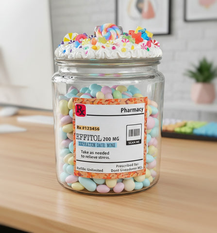 Funny RX Prescription Label Candy Jar for Office