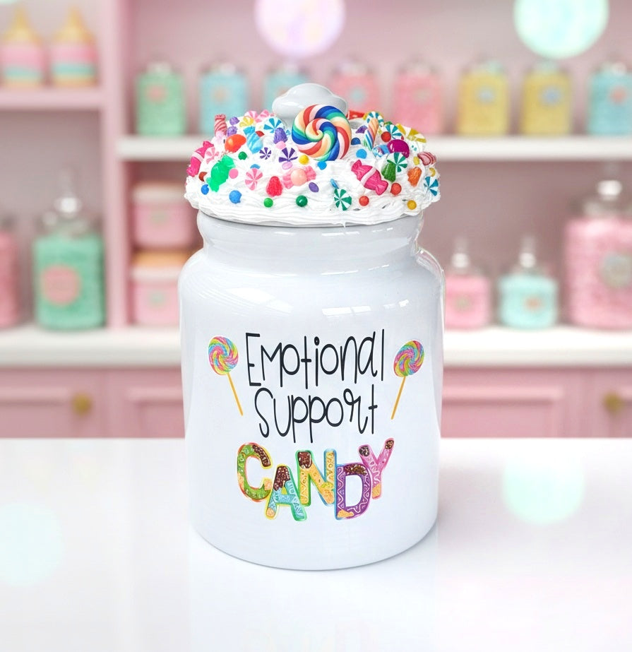 Large Ceramic Emotional Support Candy Jar With Lid