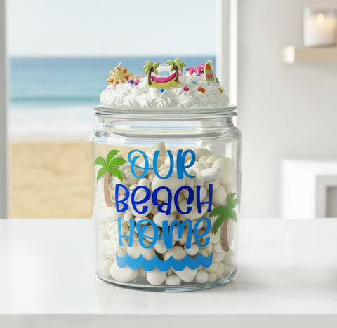 Vacation Beach House Cookie Jar / Candy Jar