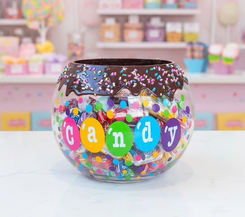 Candy Pieces Glass Candy Bowl
