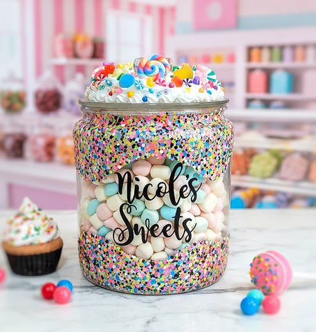 Personalized Candy Jar with Name - Glitter Drip