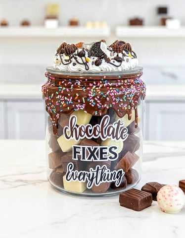 Chocolate Jar with Chocolate Drip and Sprinkles