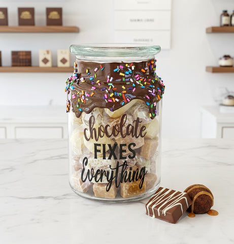 Chocolate Fixes Everything Candy Jar