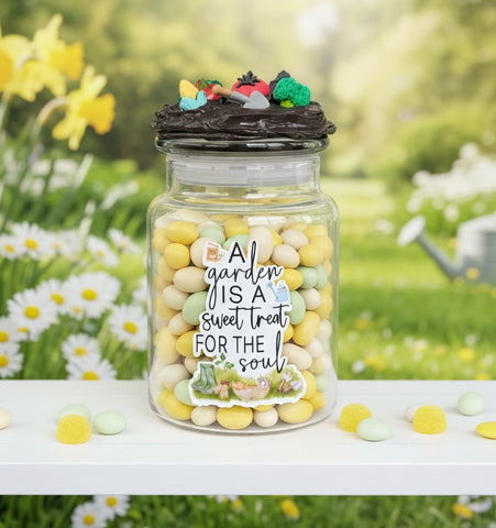 Custom Garden Candy Jar with Vegetable Decoration