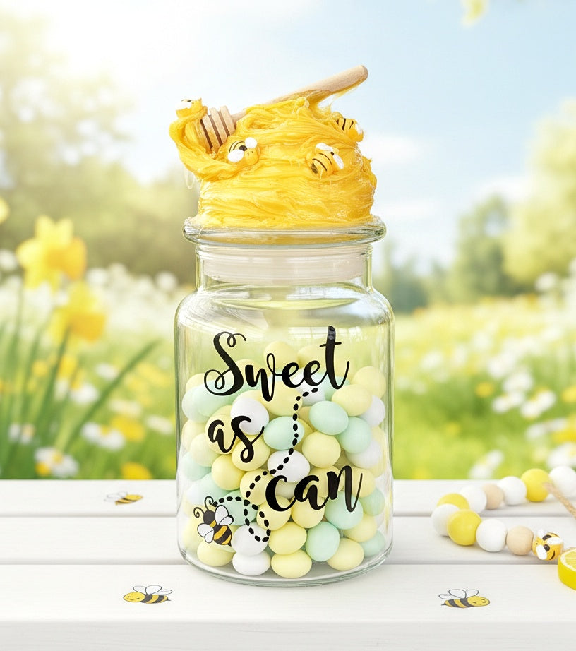 Honey Bee Candy Jar with Honeycomb Lid