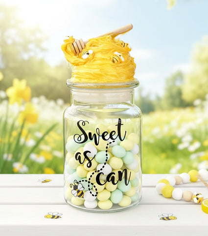 Honey Bee Candy Jar with Honeycomb Lid