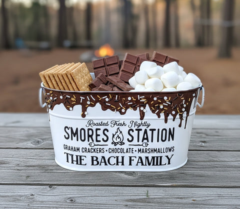 Personalized Metal s'more caddy for a camping smores