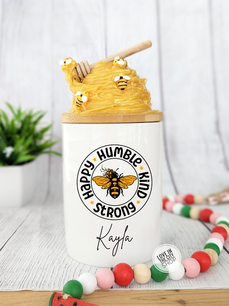 Motivational Honey Bee Ceramic Candy Jar 25oz