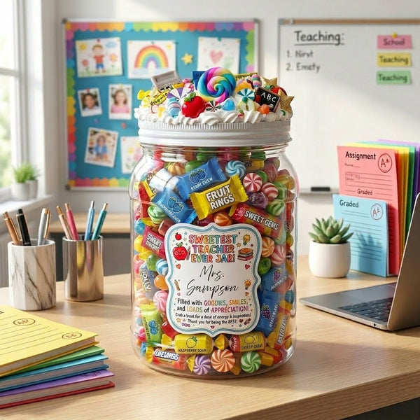 Personalized Teacher Plastic Candy Jar