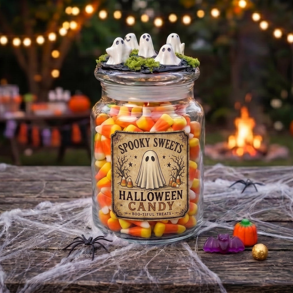 Halloween Spooky Vintage Ghost Candy Jar
