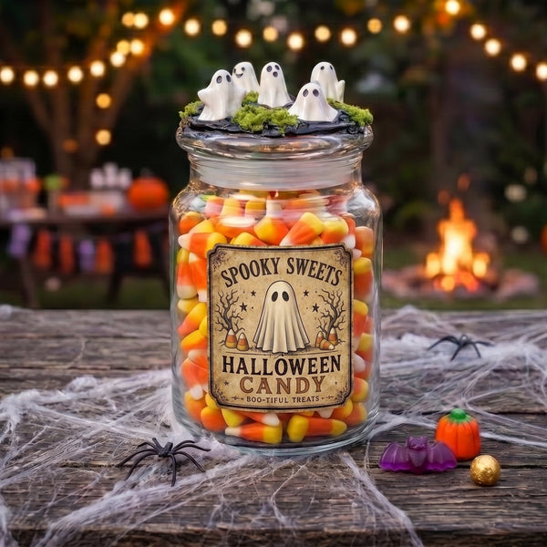 Halloween Spooky Vintage Ghost Candy Jar