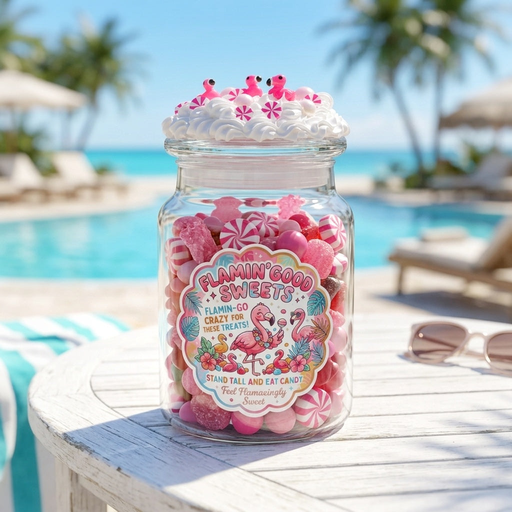 Tropical Pink Flamingo Candy Jar