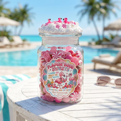 Tropical Pink Flamingo Candy Jar