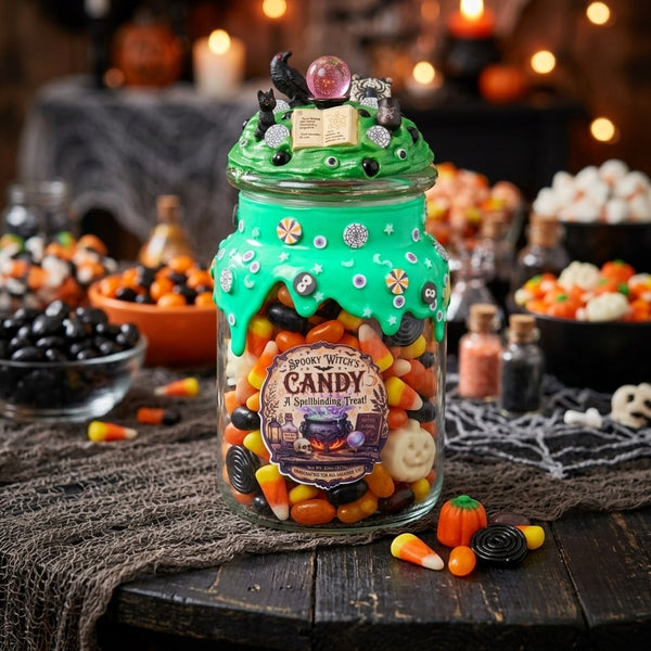 Glow In The Dark Halloween Witch Slime Drip Candy Jar
