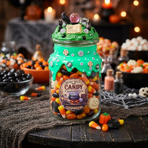 Glow In The Dark Halloween Witch Slime Drip Candy Jar
