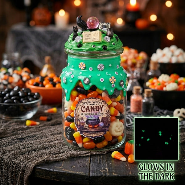Glow In The Dark Halloween Witch Slime Drip Candy Jar