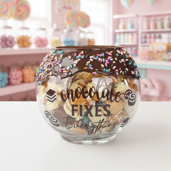 Chocolate Drip Chocolate Lover Glass Candy Bowl