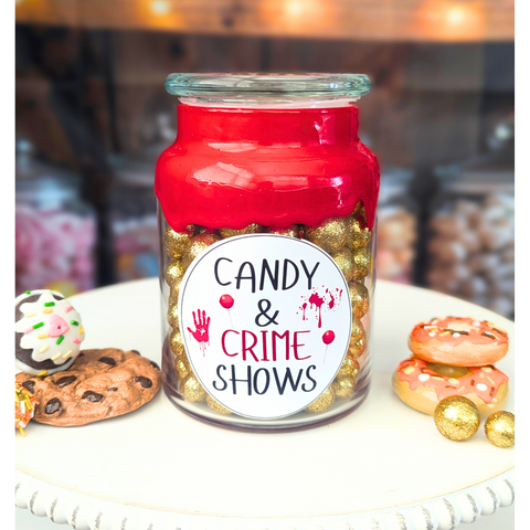 True Crime Candy Jar - Snack Jar with Fake Blood Drip
