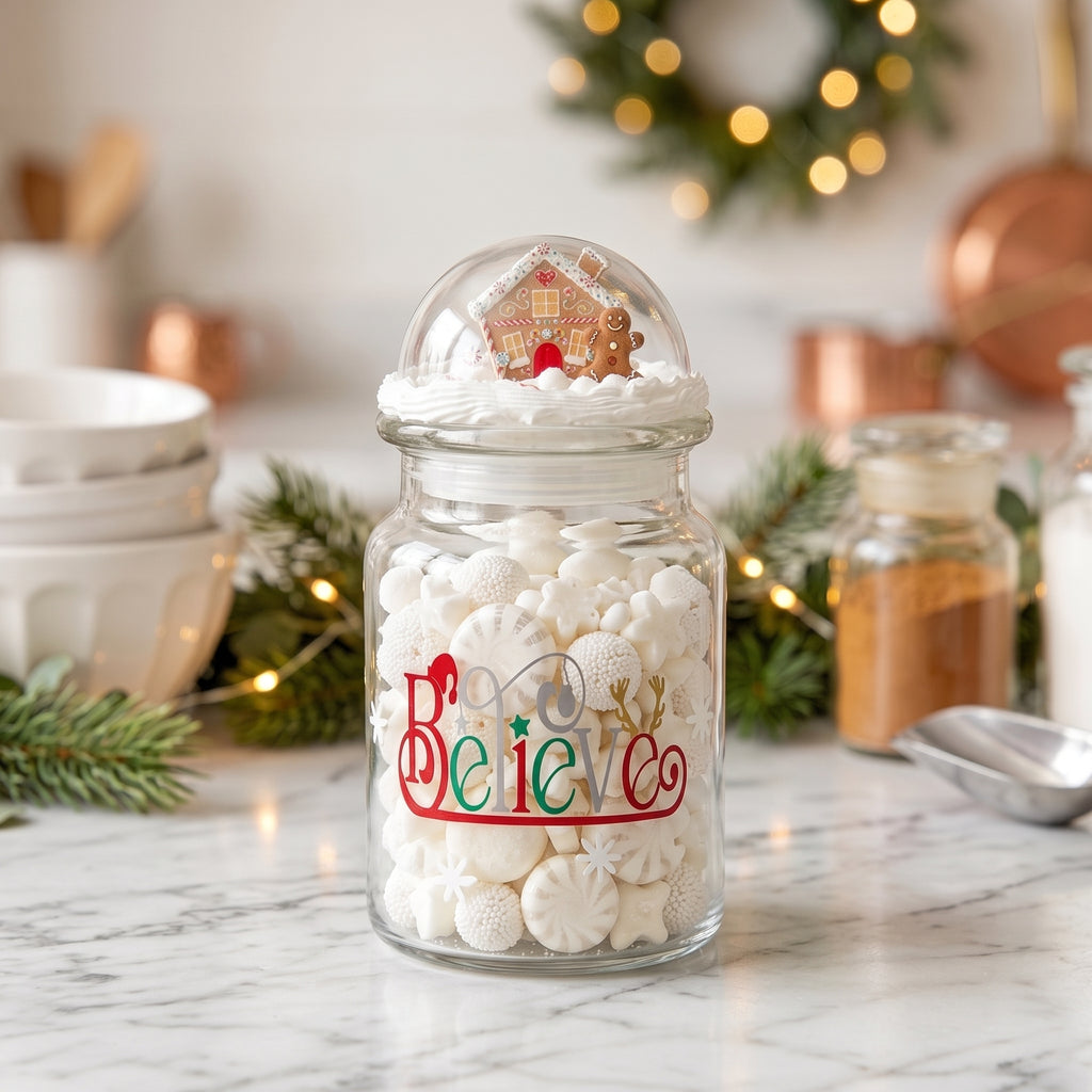 Snow Globe Gingerbread Candy Jar