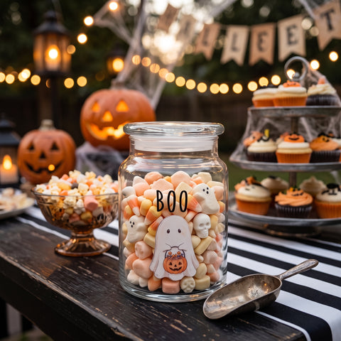 Halloween Vintage Boo Ghost Candy Jar