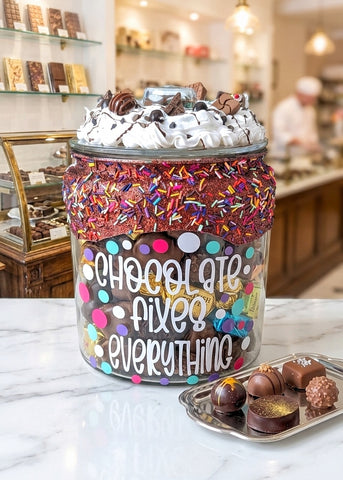 Chocolate Fixes Everything Large Glass Candy Jar