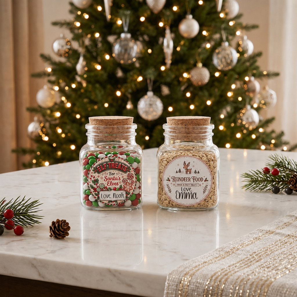 Personalized Christmas Elf Treats and Reindeer Food Jar