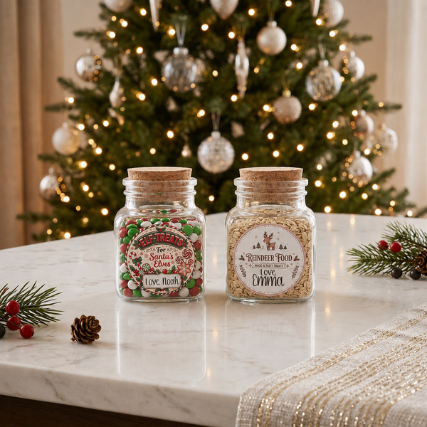 Personalized Christmas Elf Treats and Reindeer Food Jar