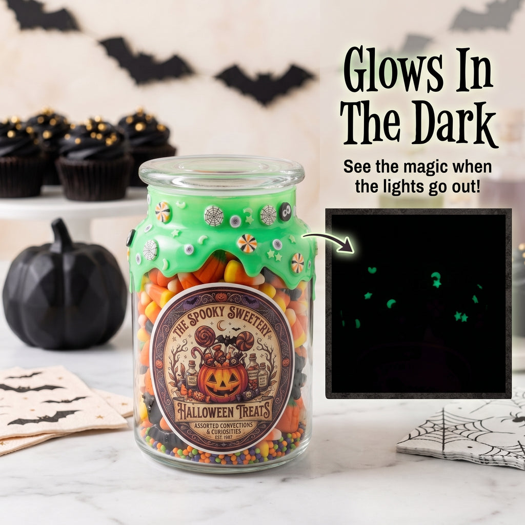 Glow In The Dark Halloween Slime Drip Candy Jar