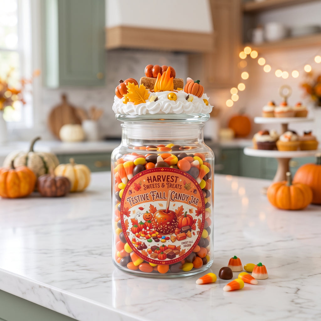 Autumn Candy Apple Fall Candy Jar