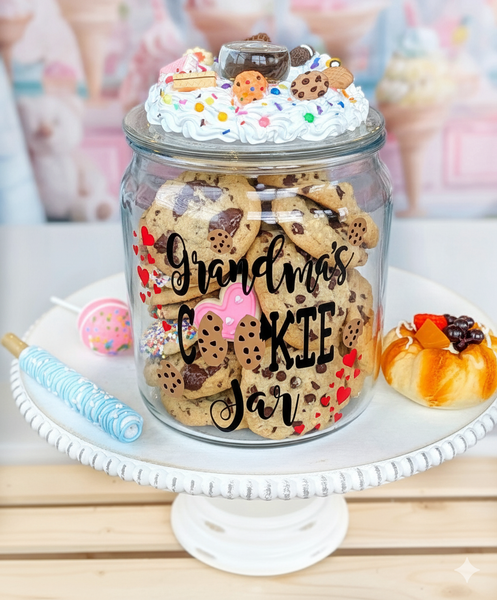 Glass Cookie Jar with Frosting Cookie Topper