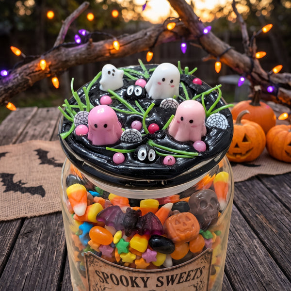 Pink Ghost Halloween Candy Jar