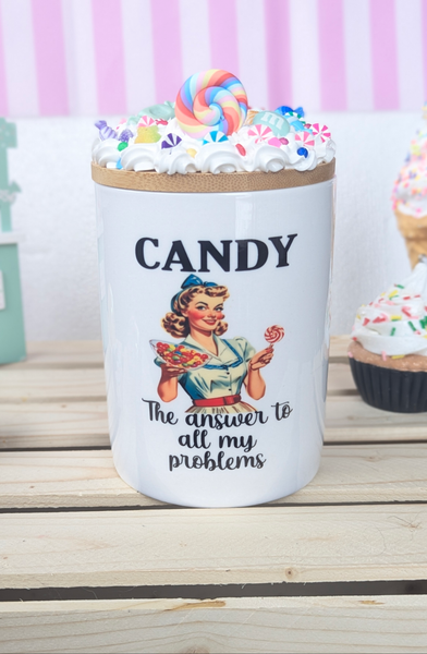 Funny Vintage Retro Housewife Sarcastic Ceramic Candy Jar