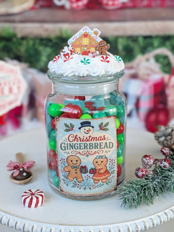 Christmas Gingerbread Theme Candy Jar