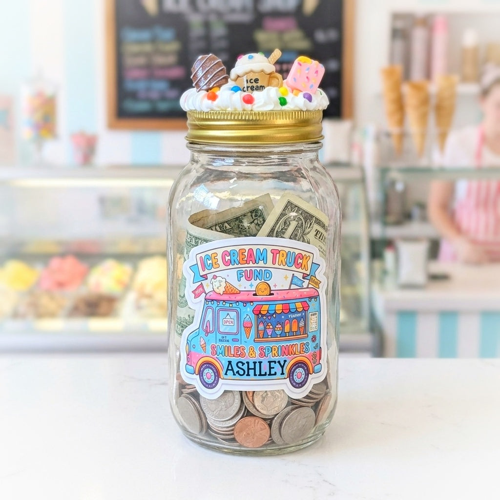 Children's Ice Cream Bank Funds Money Jar
