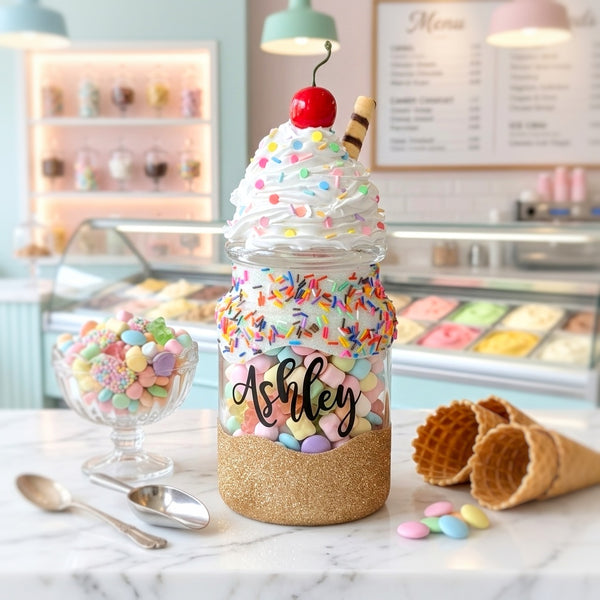 Personalized Ice Cream Sundae Candy Jar