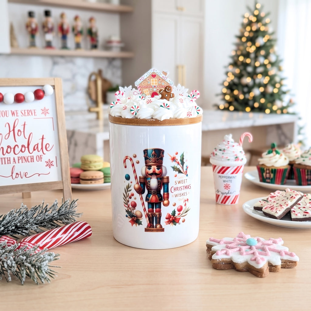 Nutcracker Ceramic Candy Jar 25oz