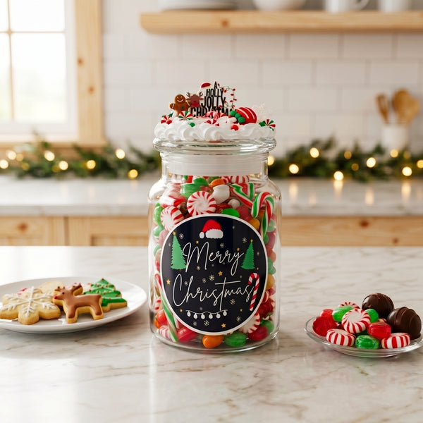 Christmas Happy Holidays Candy Jar