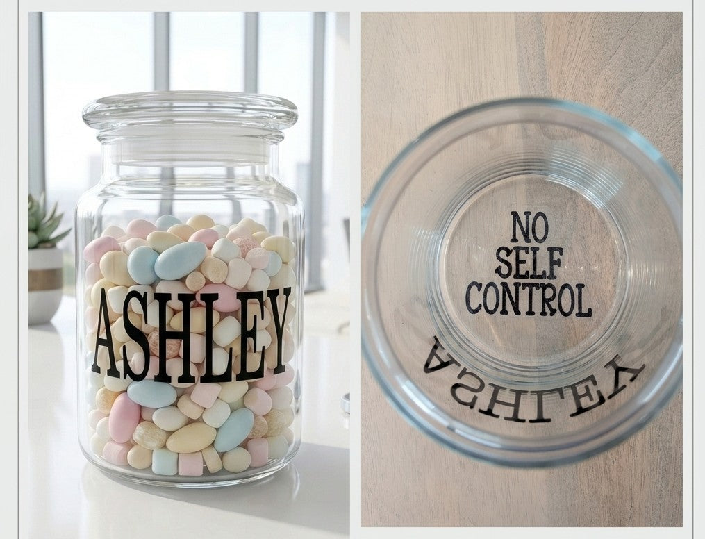Funny Personalized Candy Jar with Secret Message