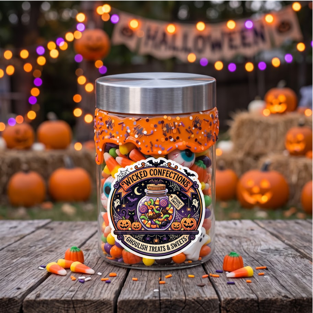 Orange Halloween Slime Drip Candy Jar