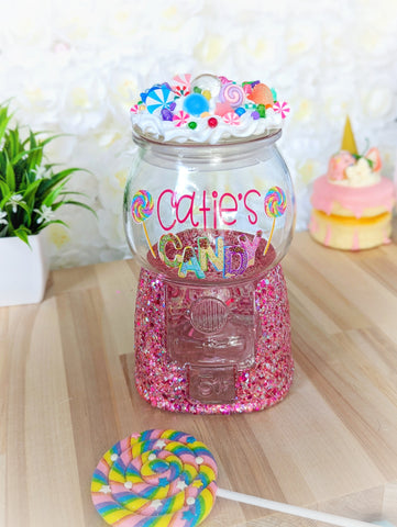 Personalize Glass Vintage Gumball Machine Candy Jar