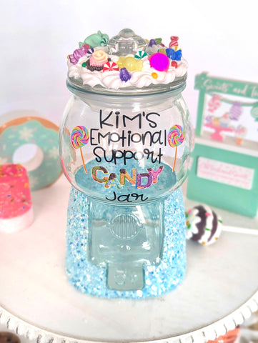 Personalized Emotional Support Candy Glass Vintage Gumball Machine Candy Jar