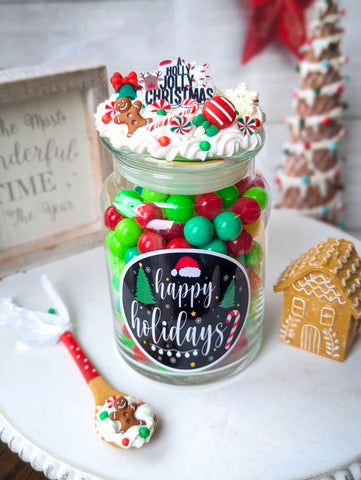 Christmas Happy Holidays Candy Jar