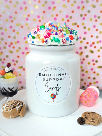 Emotional Support Ceramic Candy Jar With Lid